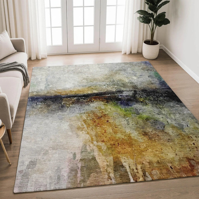 10' X 14' Copper And Orange Abstract Washable Indoor Outdoor Area Rug Homeroots Outdoor