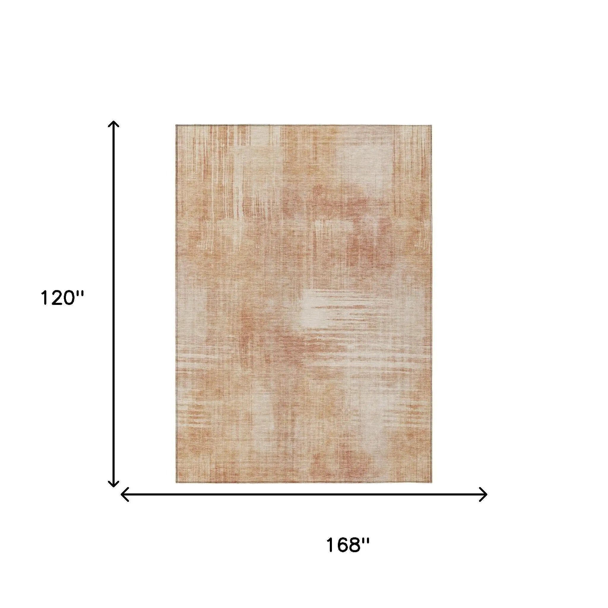 10' X 14' Copper And Orange Abstract Washable Indoor Outdoor Area Rug Homeroots Outdoor