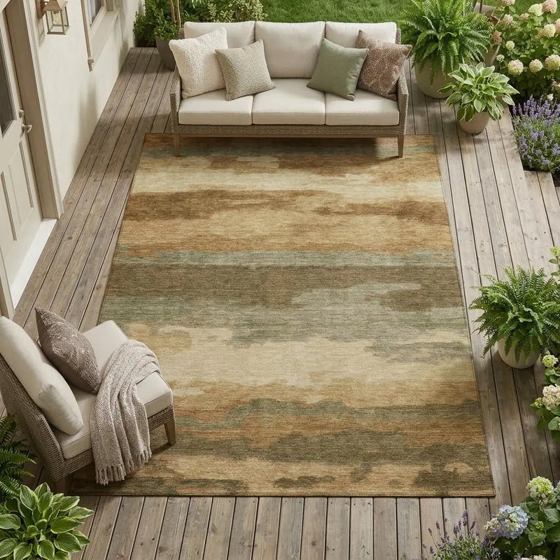 10' X 14' Copper And Orange Abstract Washable Indoor Outdoor Area Rug Homeroots Outdoor