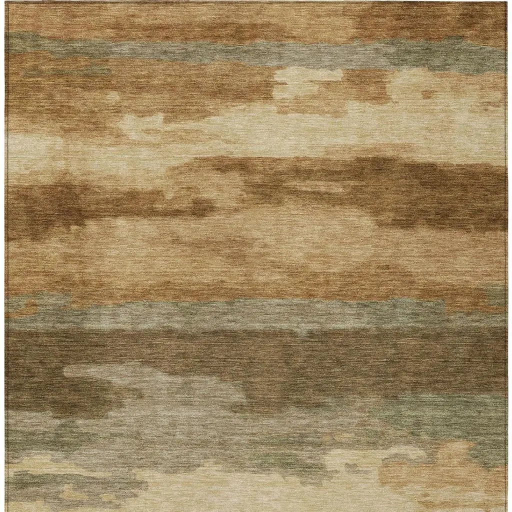 10' X 14' Copper And Orange Abstract Washable Indoor Outdoor Area Rug Homeroots Outdoor