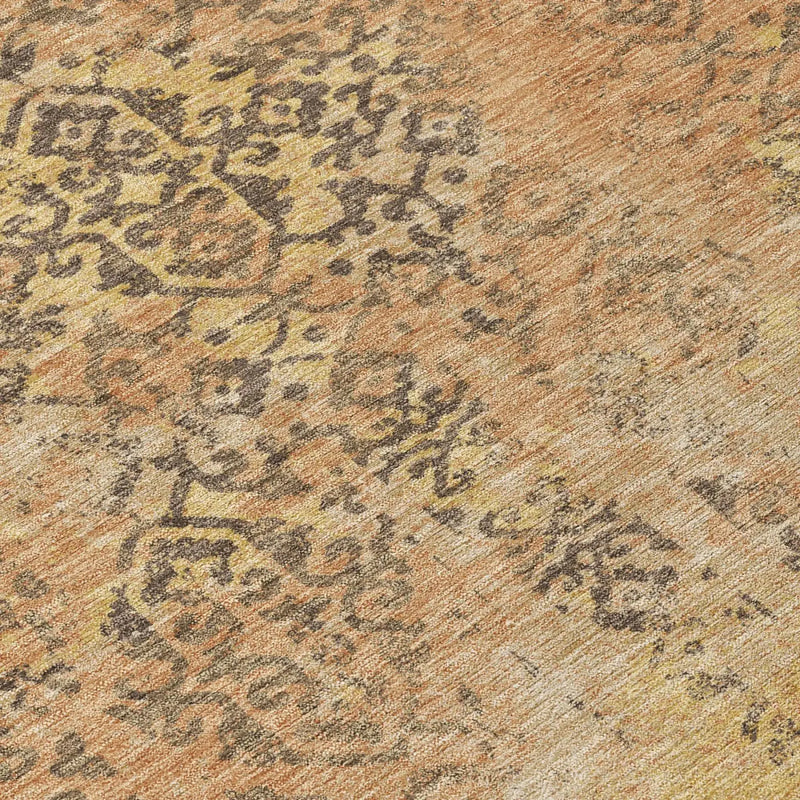 10' X 14' Copper And Orange Abstract Washable Indoor Outdoor Area Rug Homeroots Outdoor
