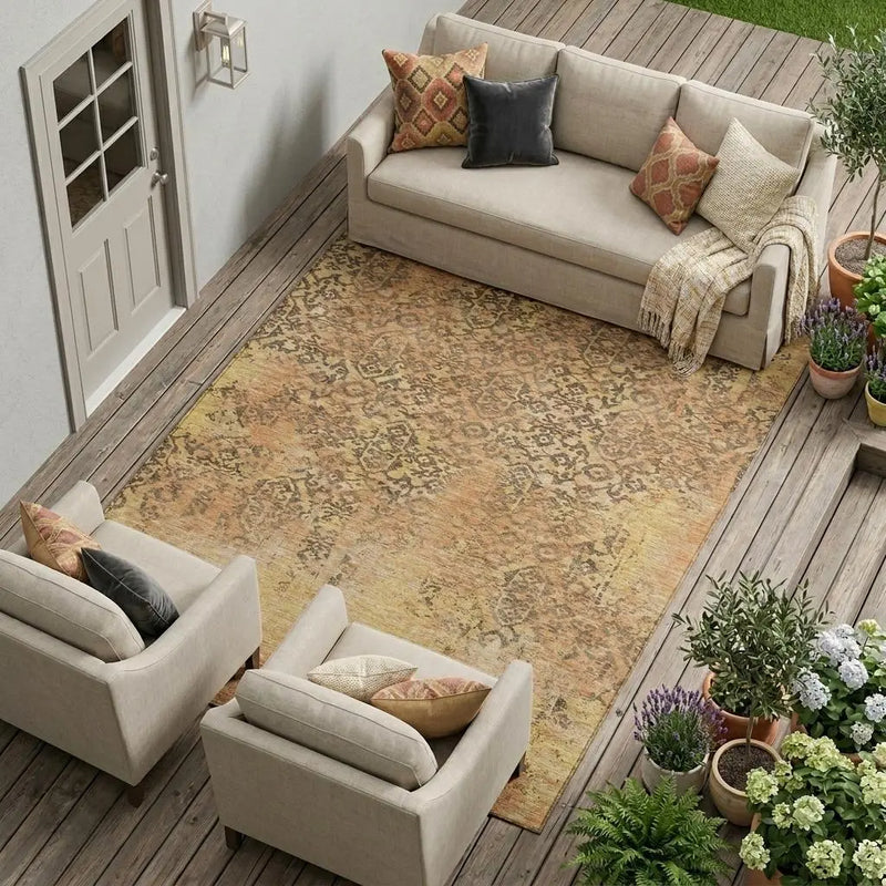 10' X 14' Copper And Orange Abstract Washable Indoor Outdoor Area Rug Homeroots Outdoor