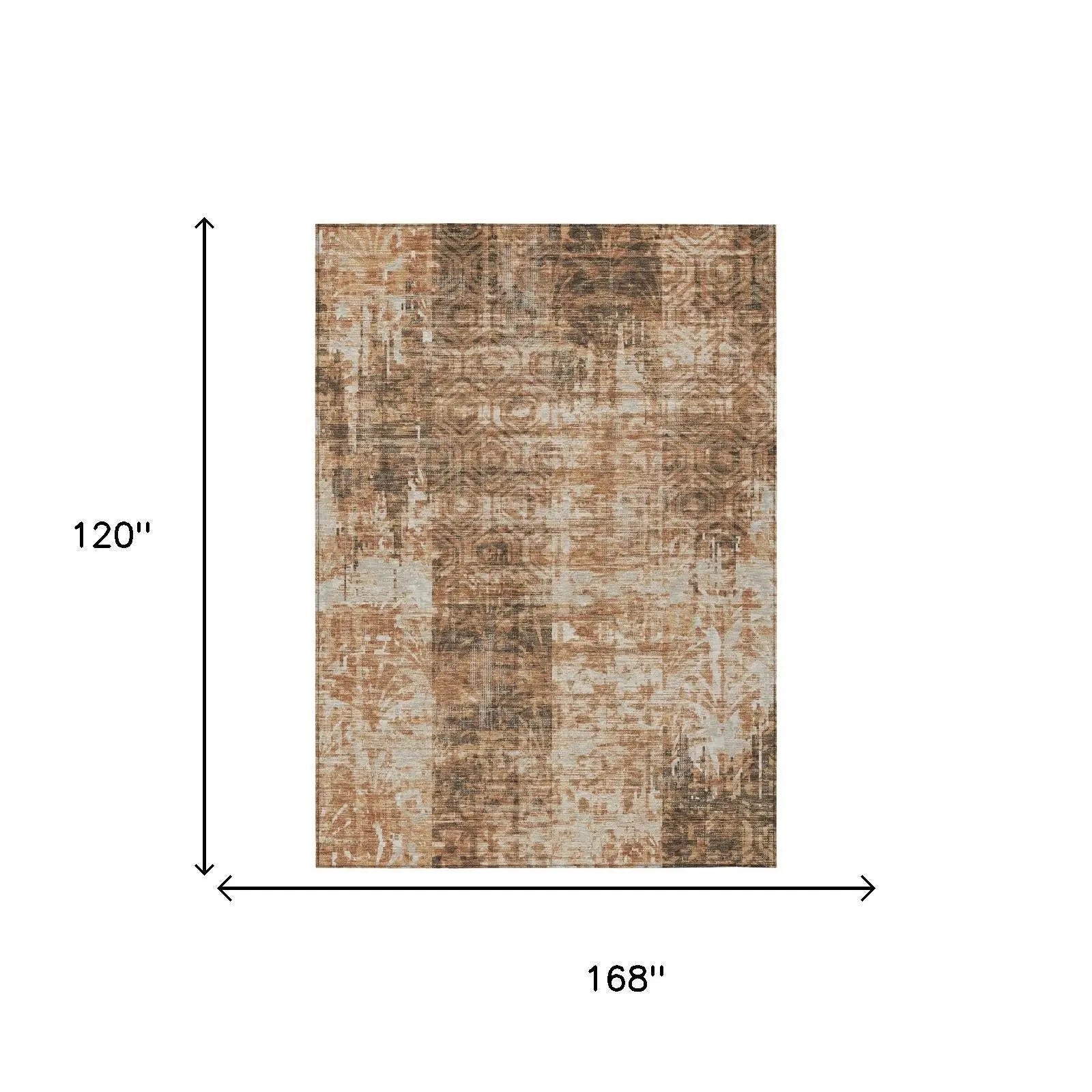 10' X 14' Copper And Orange Abstract Washable Indoor Outdoor Area Rug Homeroots Outdoor