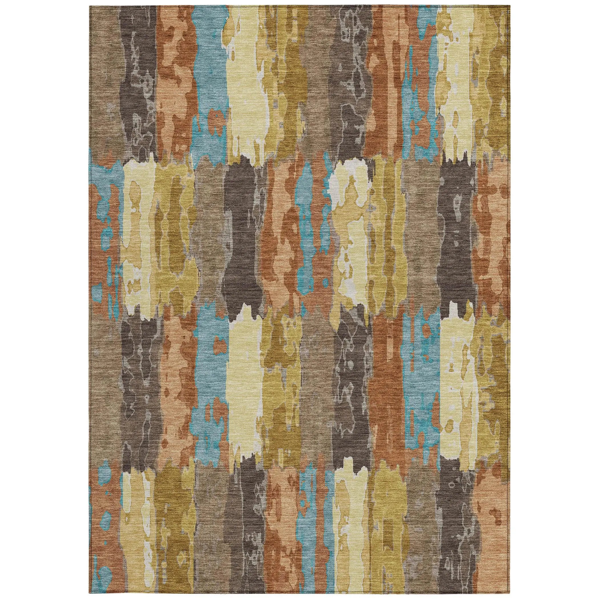 10' X 14' Copper And Orange Abstract Washable Indoor Outdoor Area Rug Homeroots Outdoor