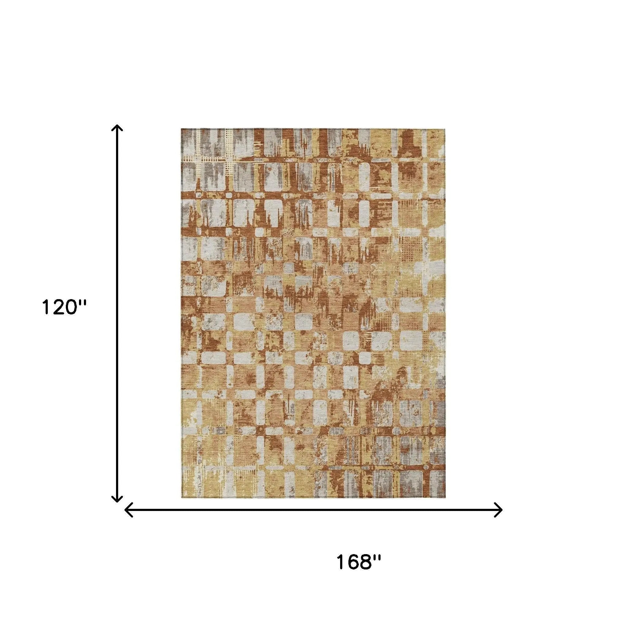 10' X 14' Copper And Orange Abstract Washable Indoor Outdoor Area Rug Homeroots Outdoor