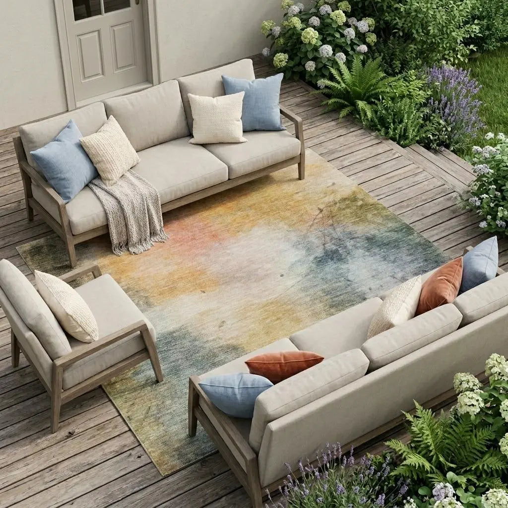 10' X 14' Copper And Orange Abstract Washable Indoor Outdoor Area Rug Homeroots Outdoor
