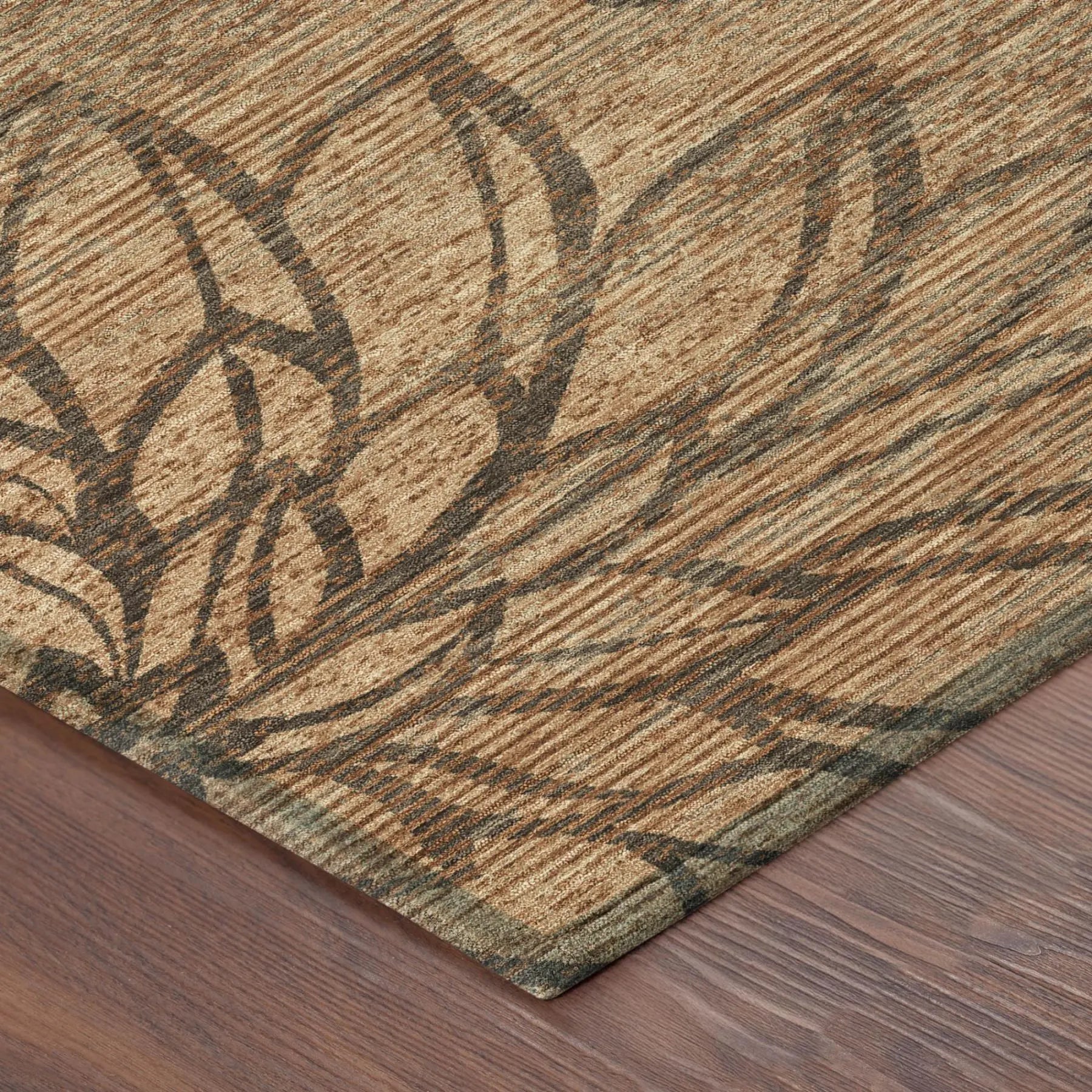 10' X 14' Copper And Orange Floral Washable Indoor Outdoor Area Rug Homeroots Outdoor