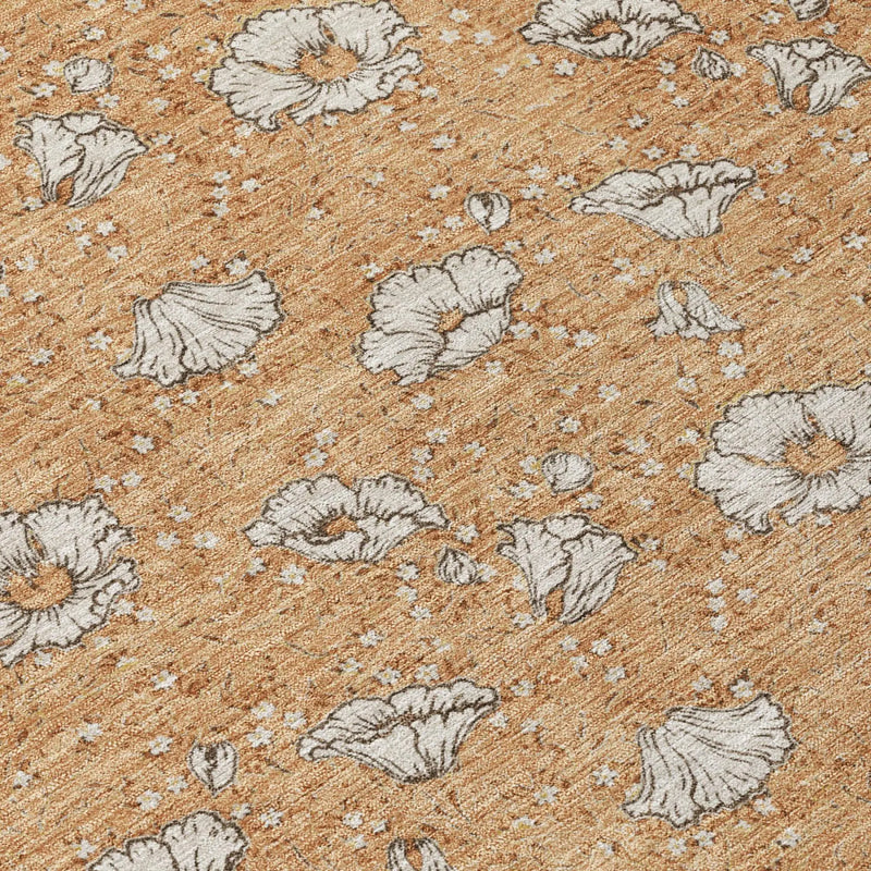 10' X 14' Copper And Orange Floral Washable Indoor Outdoor Area Rug Homeroots Outdoor
