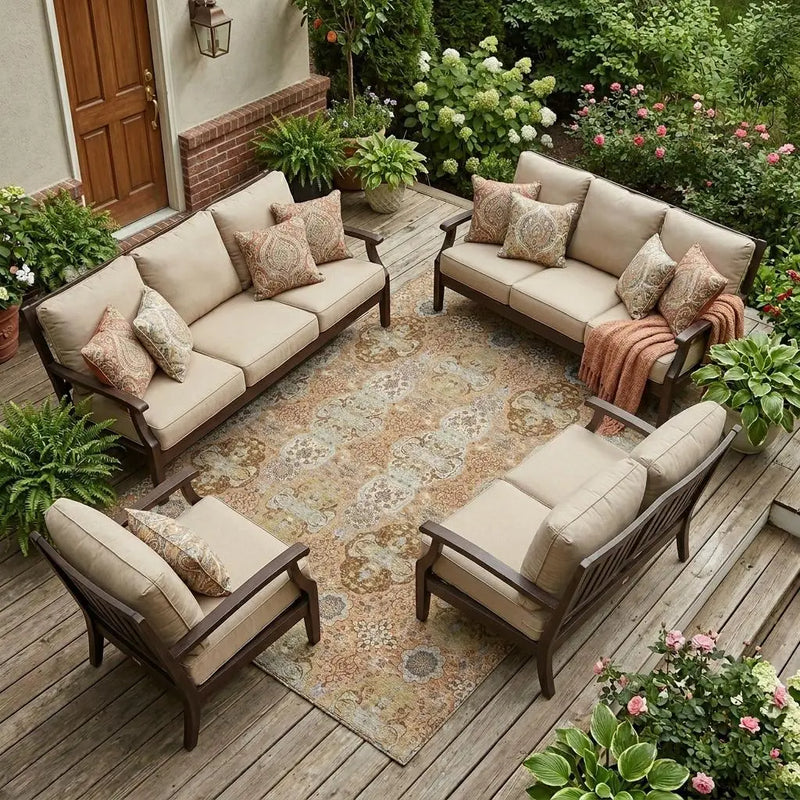 10' X 14' Copper And Orange Floral Washable Indoor Outdoor Area Rug Homeroots Outdoor