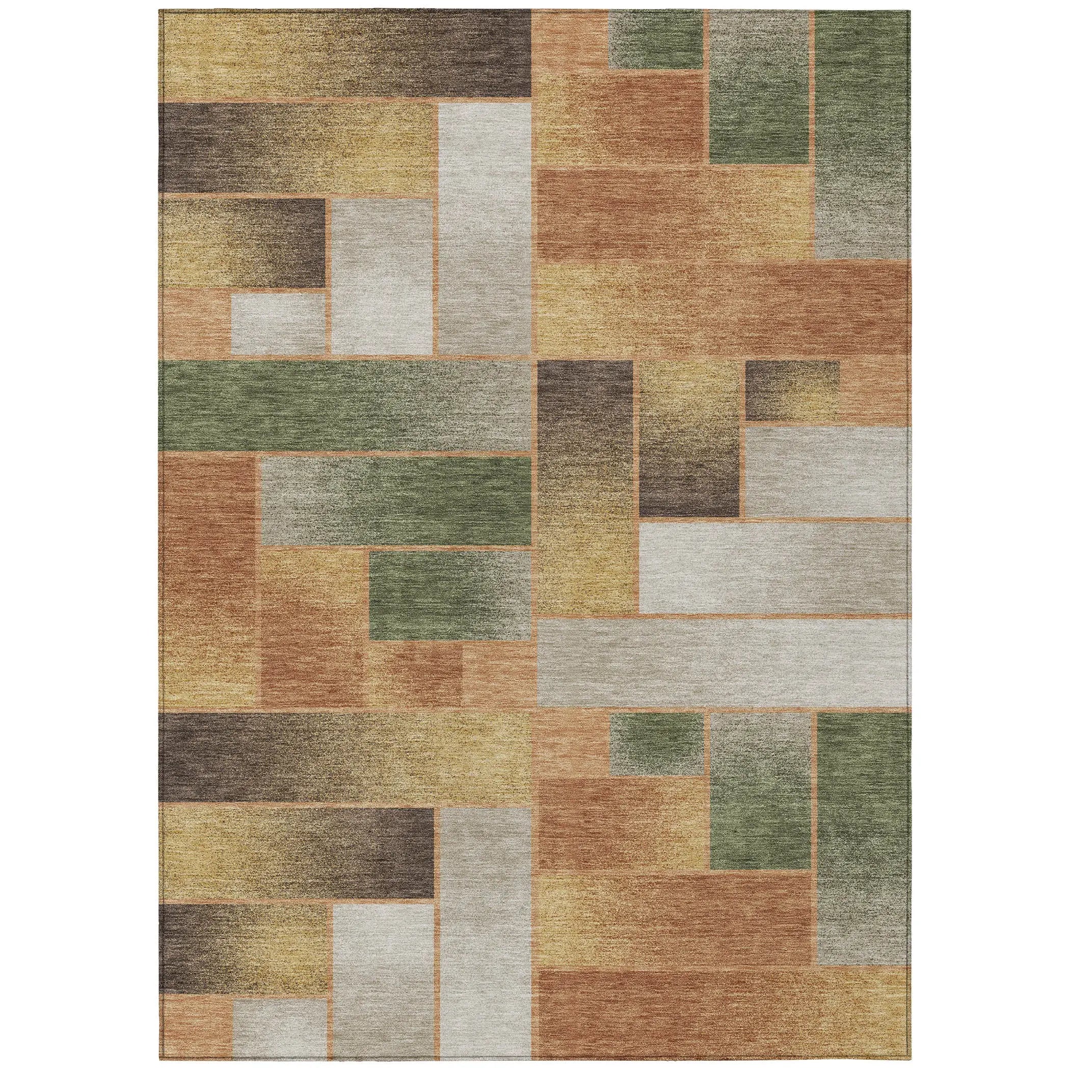 10' X 14' Copper And Orange Geometric Washable Indoor Outdoor Area Rug Homeroots Outdoor