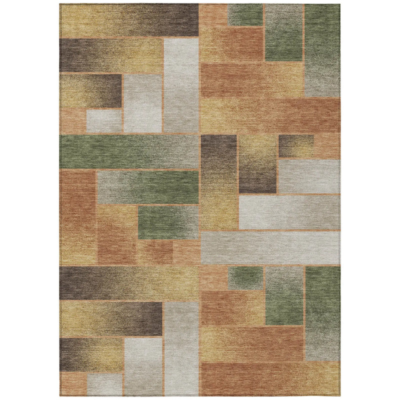 10' X 14' Copper And Orange Geometric Washable Indoor Outdoor Area Rug Homeroots Outdoor