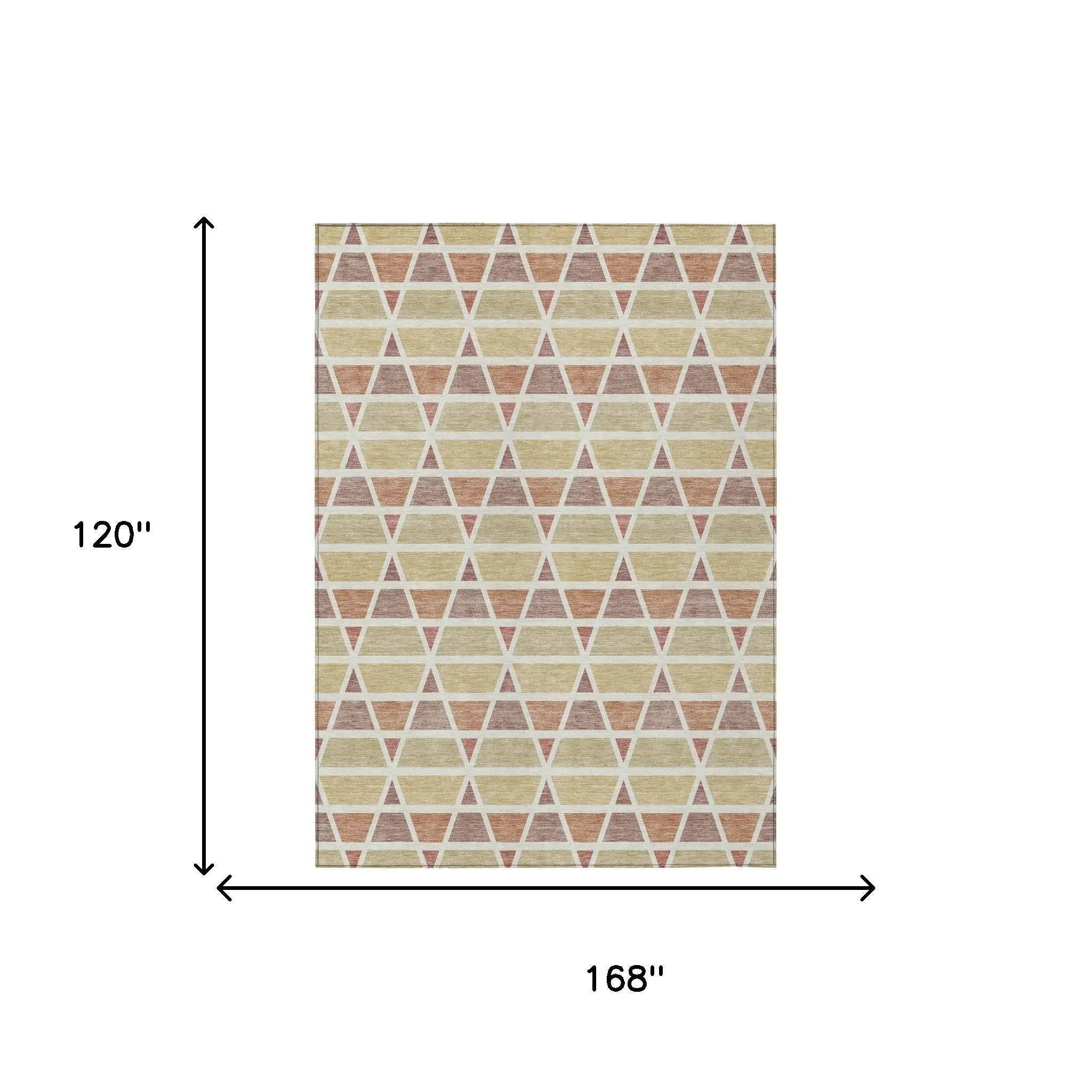10' X 14' Copper And Orange Geometric Washable Indoor Outdoor Area Rug Homeroots Outdoor