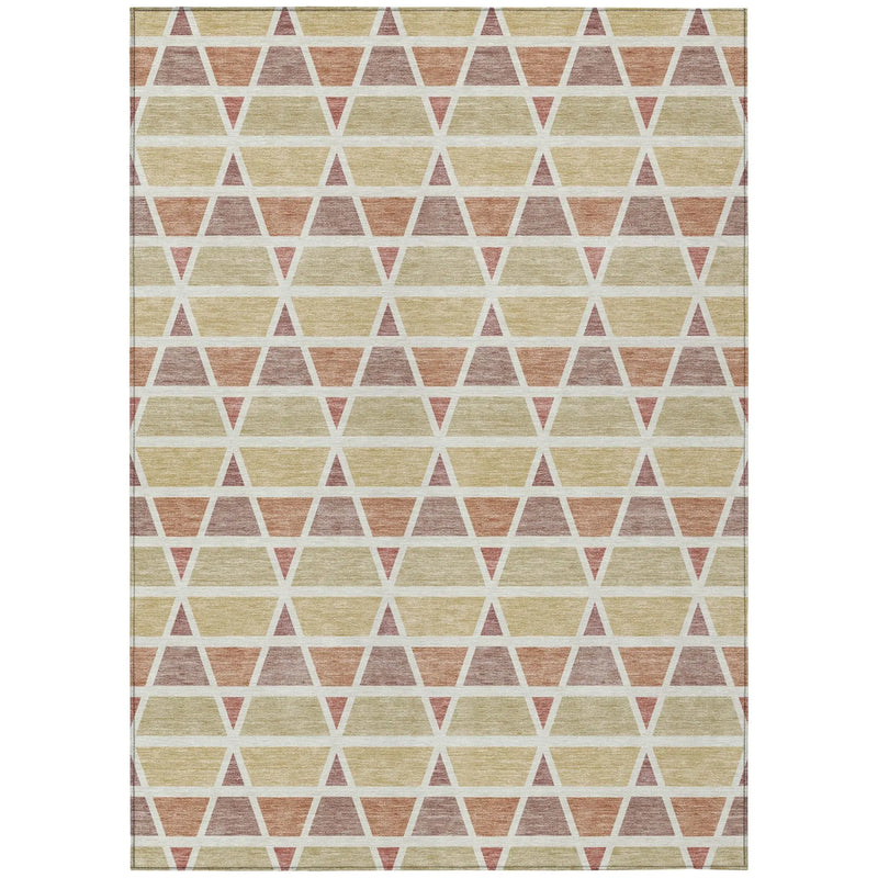10' X 14' Copper And Orange Geometric Washable Indoor Outdoor Area Rug Homeroots Outdoor