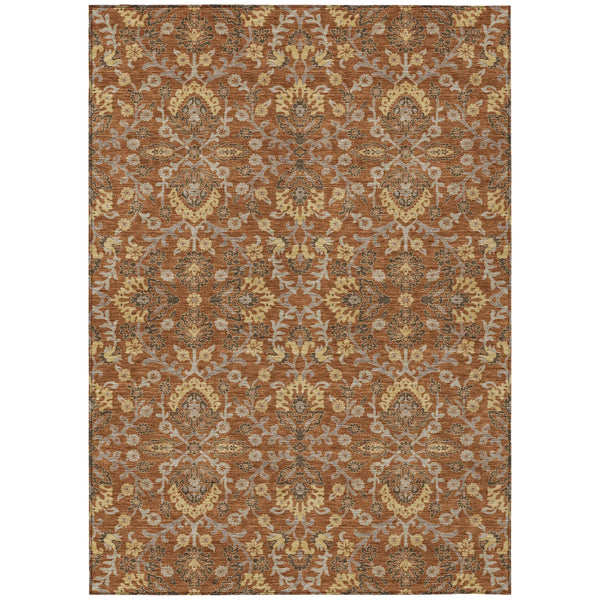 10' X 14' Copper And Orange Geometric Washable Indoor Outdoor Area Rug Homeroots Outdoor