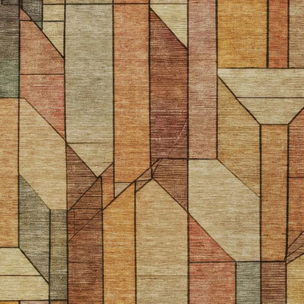 10' X 14' Copper And Orange Geometric Washable Indoor Outdoor Area Rug Homeroots Outdoor