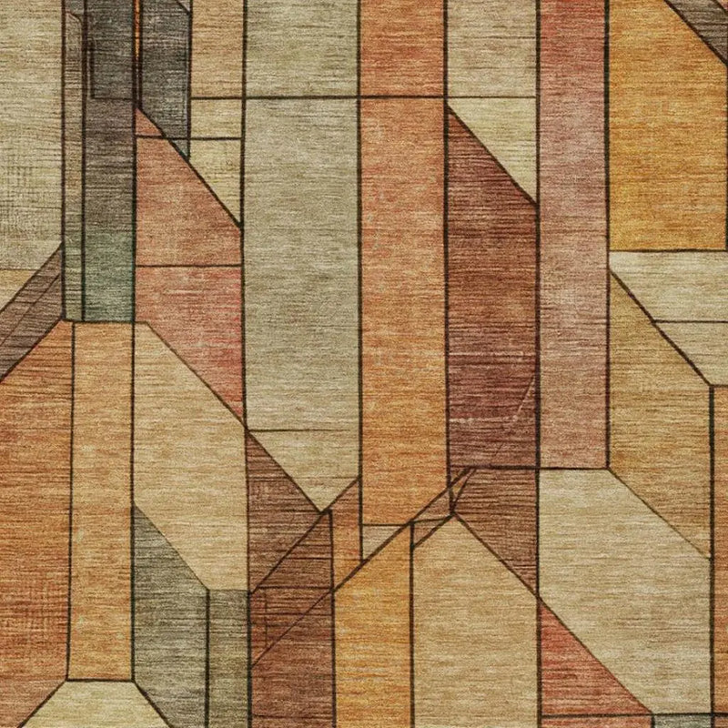 10' X 14' Copper And Orange Geometric Washable Indoor Outdoor Area Rug Homeroots Outdoor