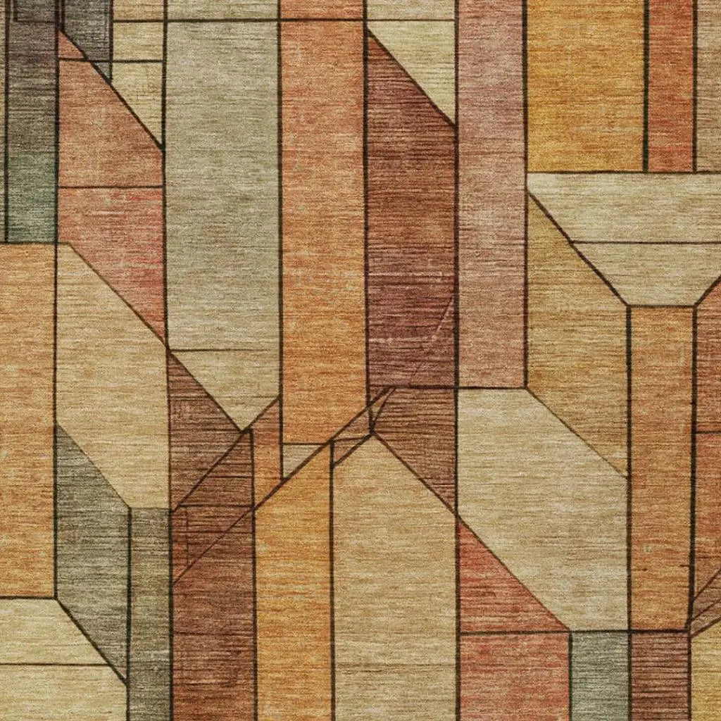 10' X 14' Copper And Orange Geometric Washable Indoor Outdoor Area Rug Homeroots Outdoor