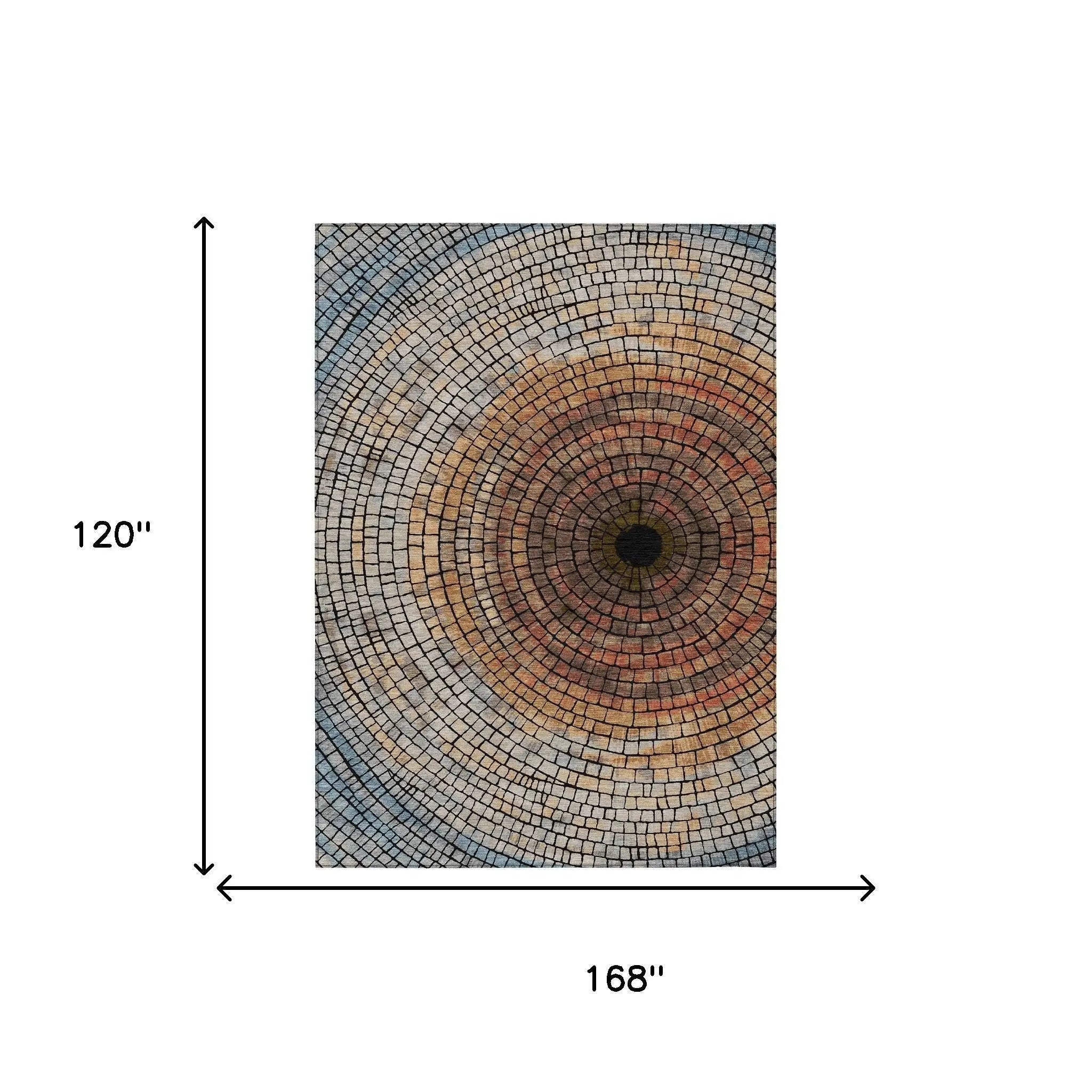 10' X 14' Copper And Orange Geometric Washable Indoor Outdoor Area Rug Homeroots Outdoor