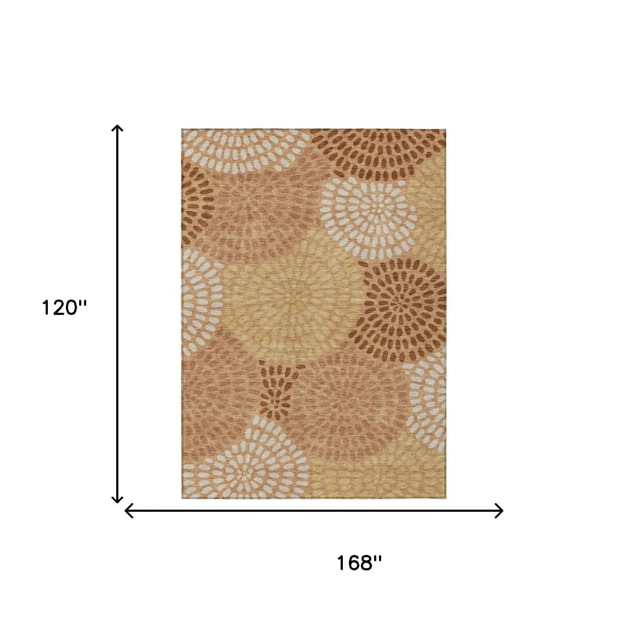 10' X 14' Copper And Orange Geometric Washable Indoor Outdoor Area Rug Homeroots Outdoor