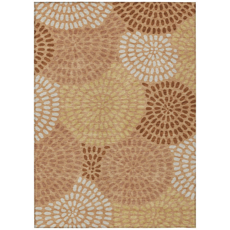 10' X 14' Copper And Orange Geometric Washable Indoor Outdoor Area Rug Homeroots Outdoor