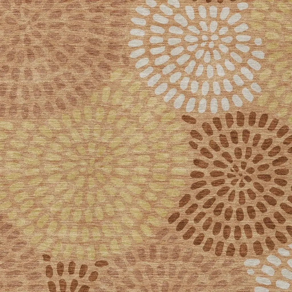 10' X 14' Copper And Orange Geometric Washable Indoor Outdoor Area Rug Homeroots Outdoor