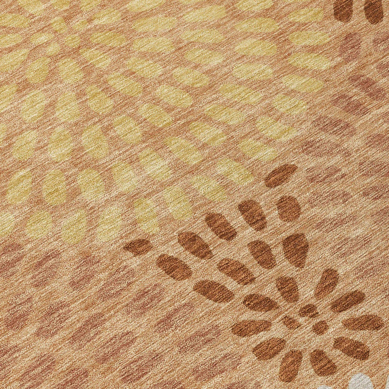 10' X 14' Copper And Orange Geometric Washable Indoor Outdoor Area Rug Homeroots Outdoor
