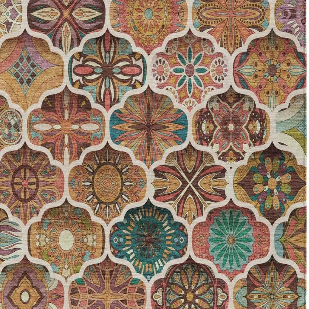10' X 14' Copper And Orange Ogee Washable Indoor Outdoor Area Rug Homeroots Outdoor