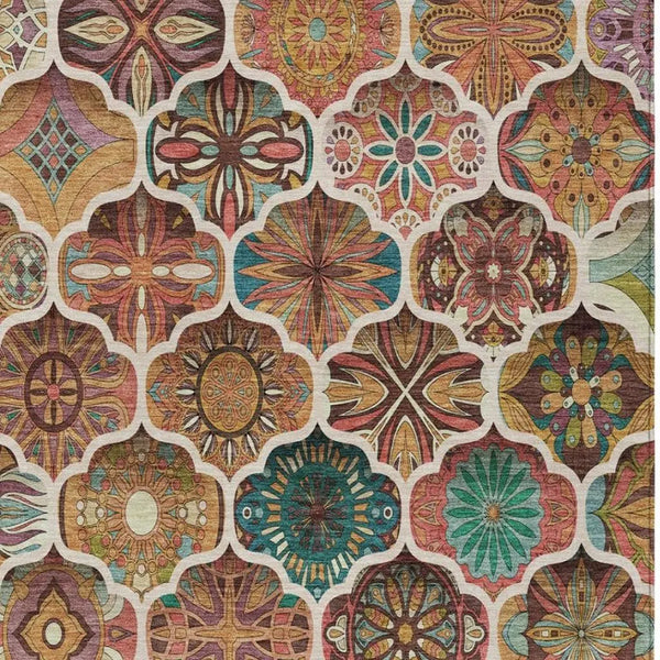 10' X 14' Copper And Orange Ogee Washable Indoor Outdoor Area Rug Homeroots Outdoor