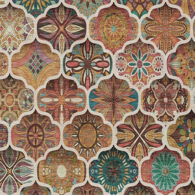 10' X 14' Copper And Orange Ogee Washable Indoor Outdoor Area Rug Homeroots Outdoor