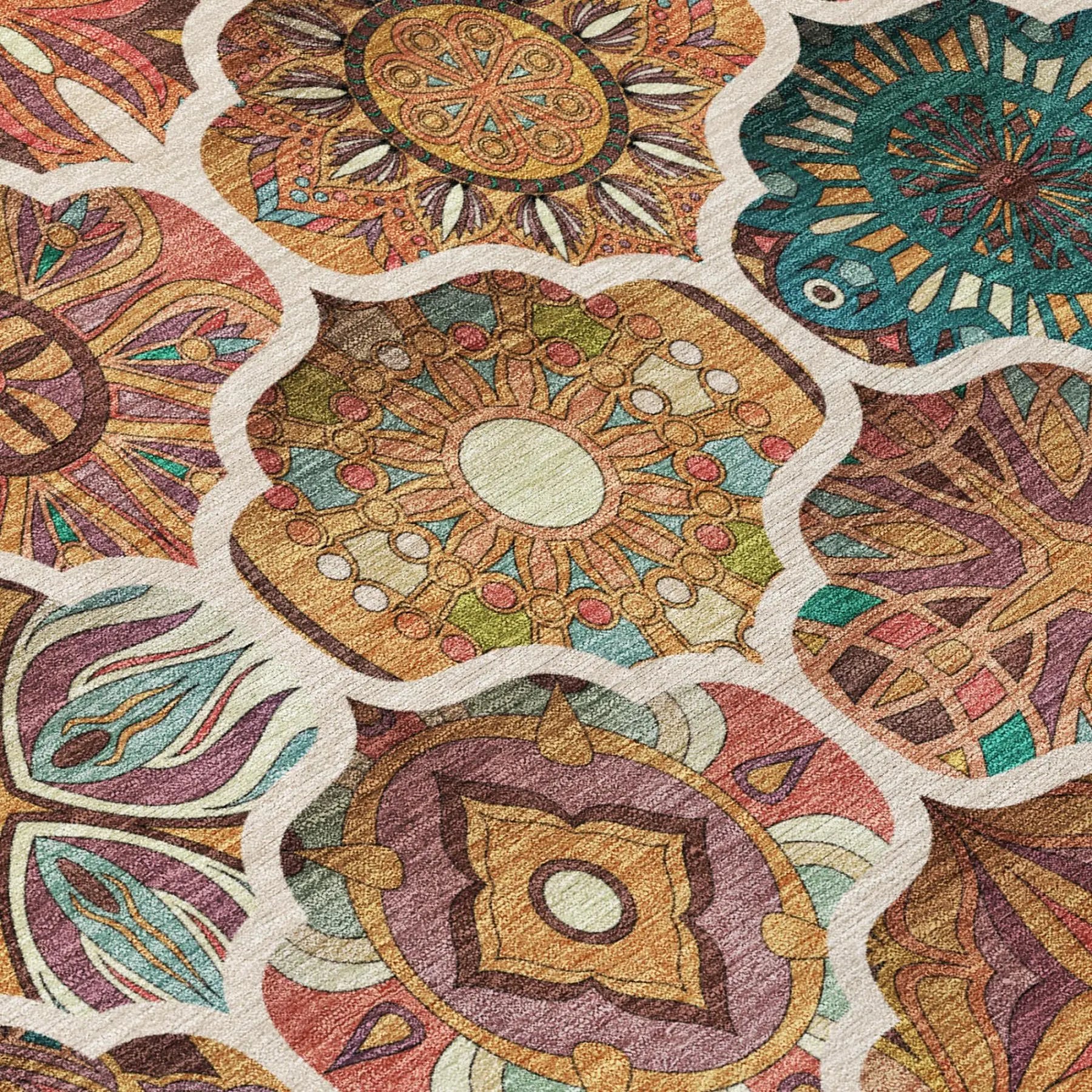10' X 14' Copper And Orange Ogee Washable Indoor Outdoor Area Rug Homeroots Outdoor