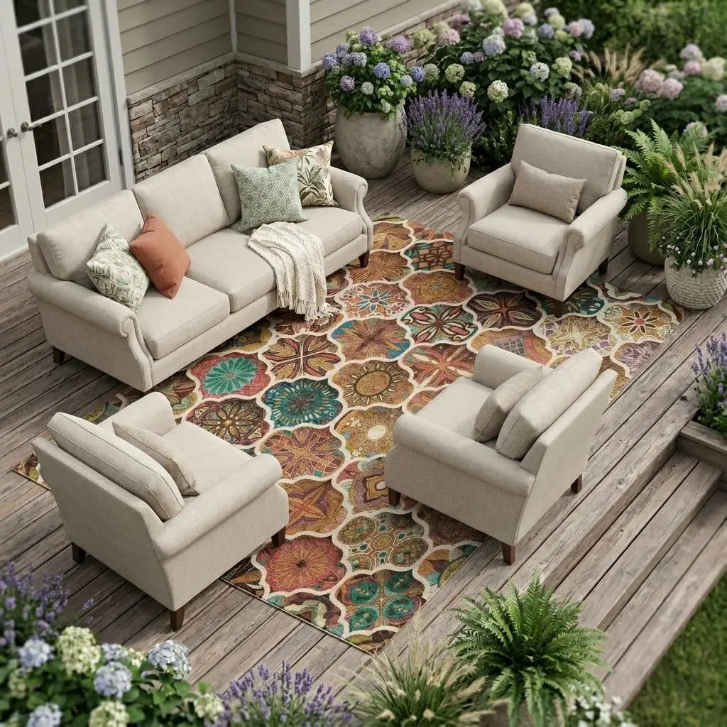 10' X 14' Copper And Orange Ogee Washable Indoor Outdoor Area Rug Homeroots Outdoor