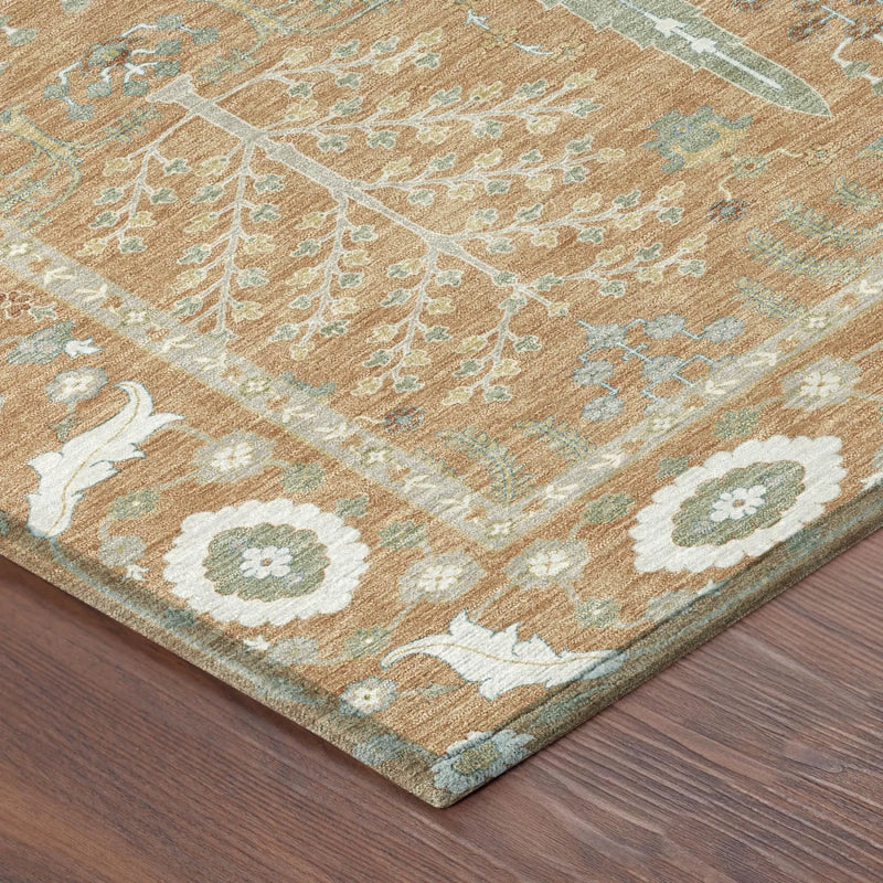 10' X 14' Copper And Orange Oriental Washable Indoor Outdoor Area Rug Homeroots Outdoor