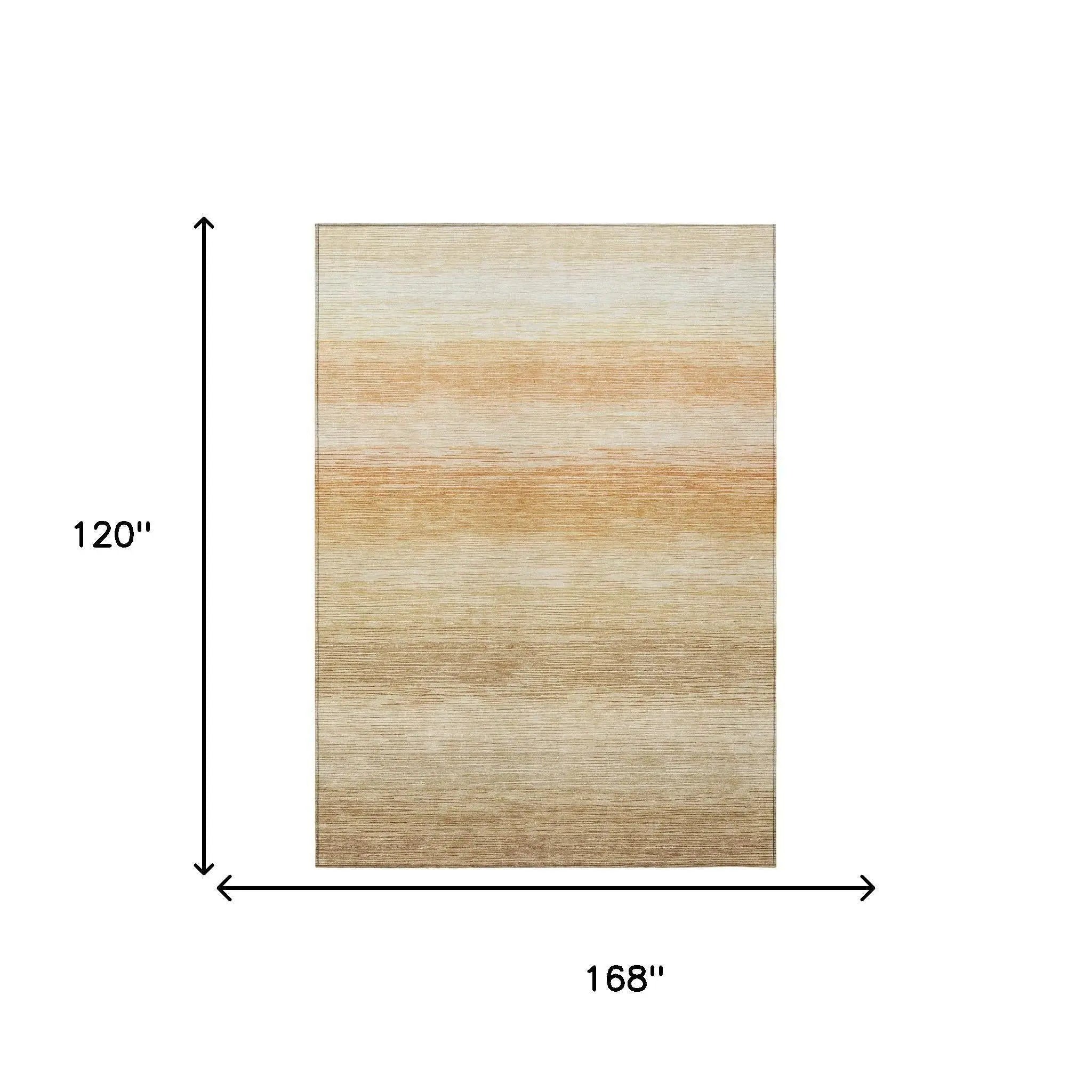 10' X 14' Copper And Orange Striped Washable Indoor Outdoor Area Rug Homeroots Outdoor