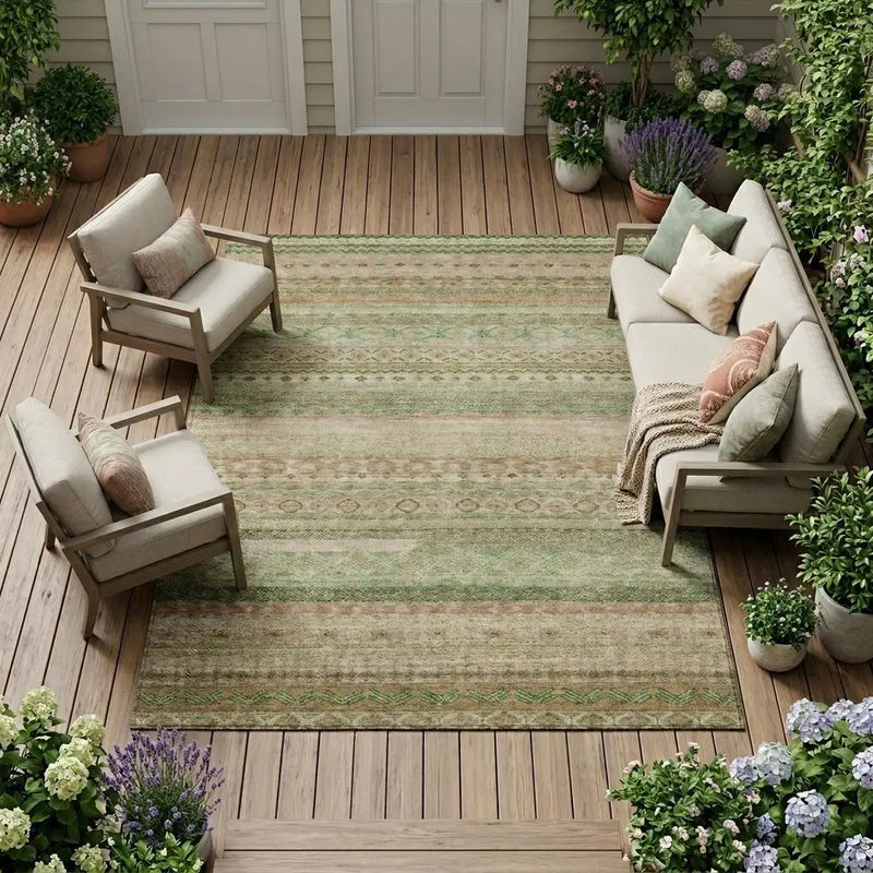 10' X 14' Copper And Orange Striped Washable Indoor Outdoor Area Rug Homeroots Outdoor