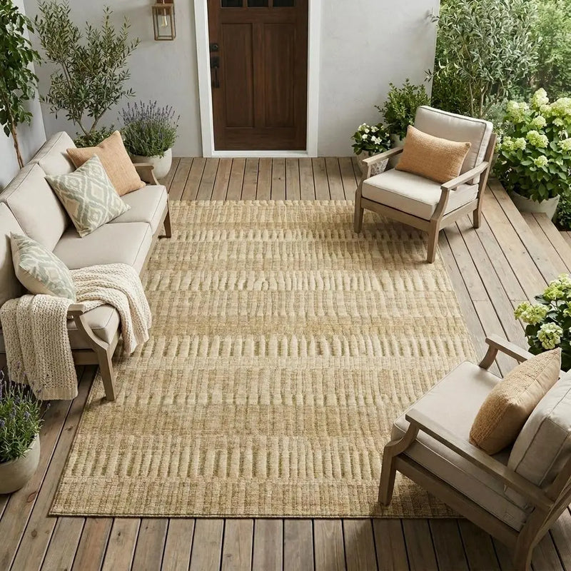 10' X 14' Copper And Orange Striped Washable Indoor Outdoor Area Rug Homeroots Outdoor