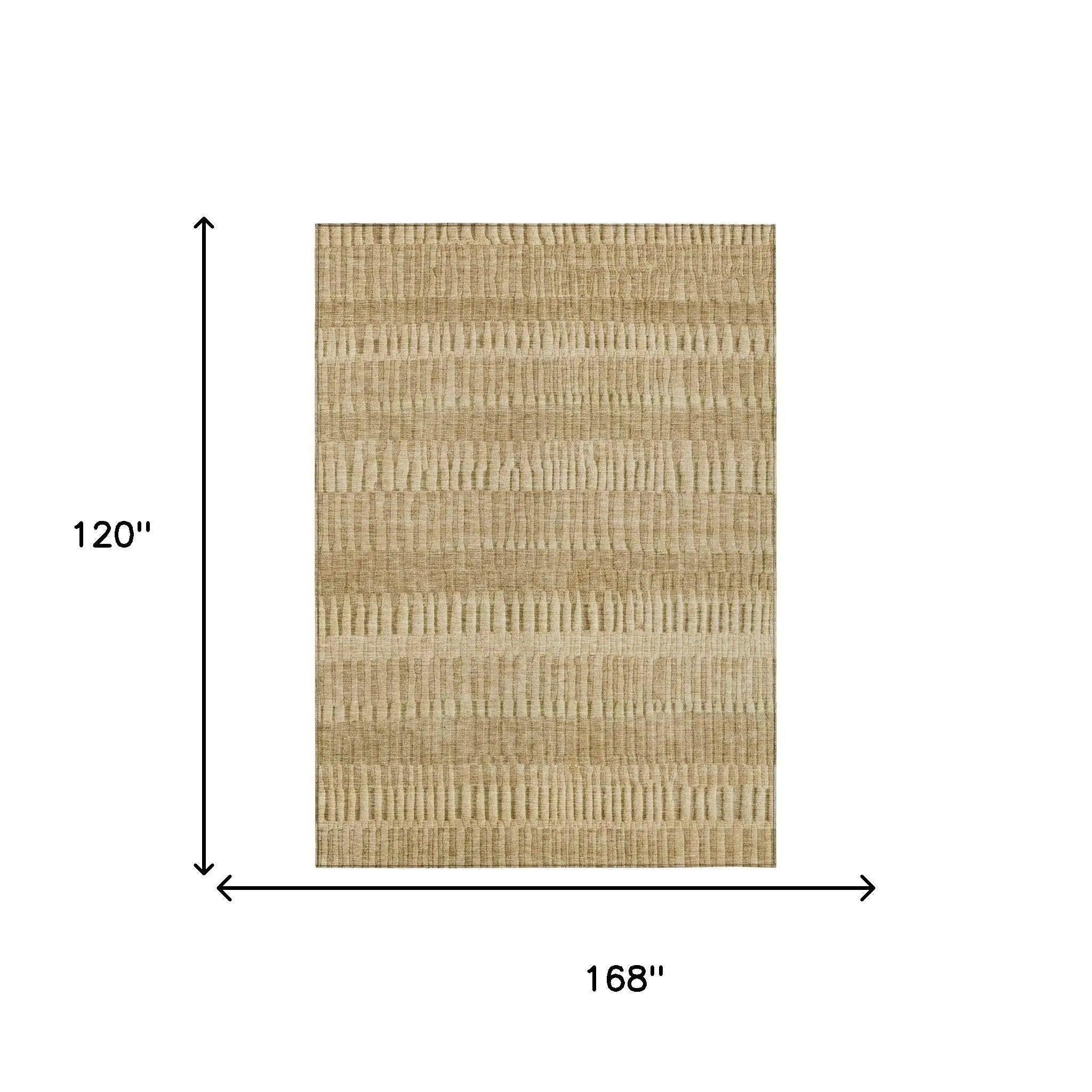 10' X 14' Copper And Orange Striped Washable Indoor Outdoor Area Rug Homeroots Outdoor