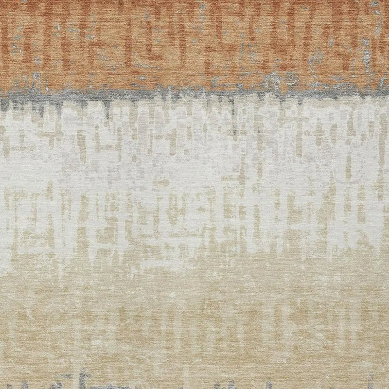 10' X 14' Copper And Orange Striped Washable Indoor Outdoor Area Rug Homeroots Outdoor