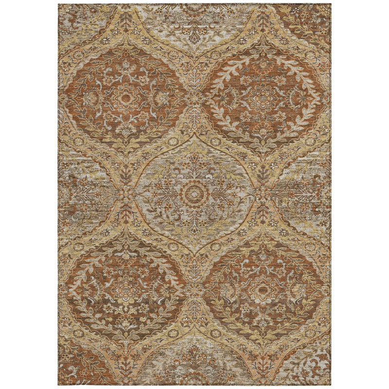 10' X 14' Copper And Pink Ogee Washable Indoor Outdoor Area Rug Homeroots Outdoor