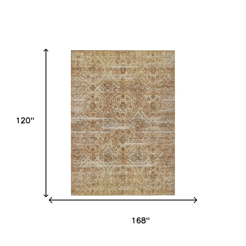 10' X 14' Copper And Purple Floral Washable Indoor Outdoor Area Rug Homeroots Outdoor