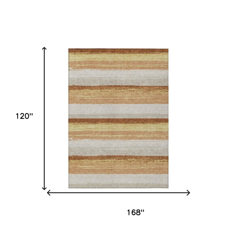 10' X 14' Copper And Purple Striped Washable Indoor Outdoor Area Rug Homeroots Outdoor