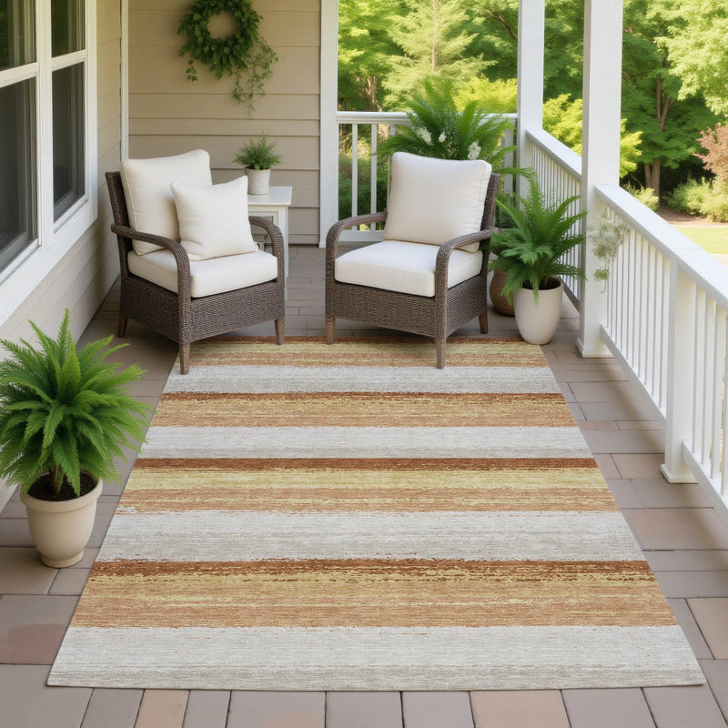 10' X 14' Copper And Purple Striped Washable Indoor Outdoor Area Rug Homeroots Outdoor