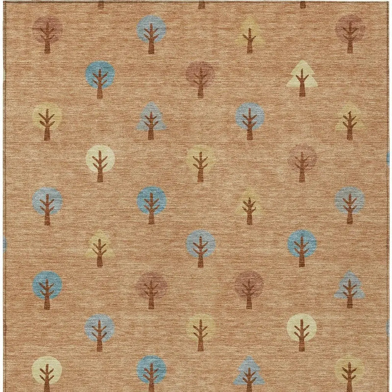 10' X 14' Copper And Teal Blue Geometric Washable Indoor Outdoor Area Rug Homeroots Outdoor