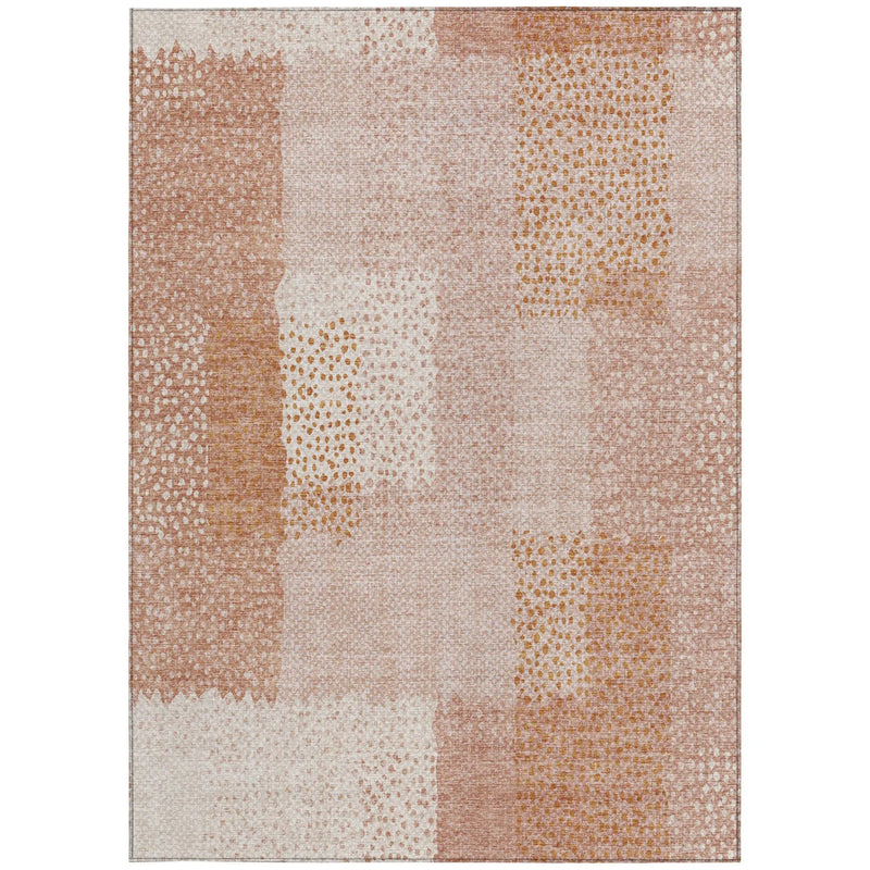 10' X 14' Coral And Orange Abstract Washable Indoor Outdoor Area Rug Homeroots Outdoor