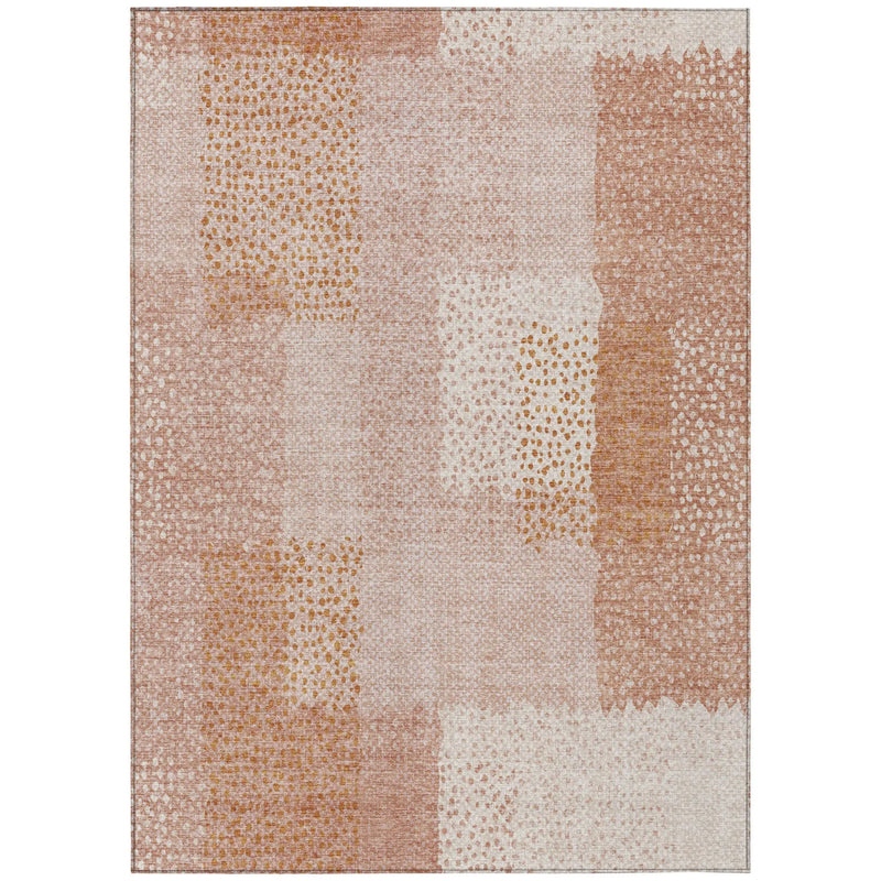 10' X 14' Coral And Orange Abstract Washable Indoor Outdoor Area Rug Homeroots Outdoor