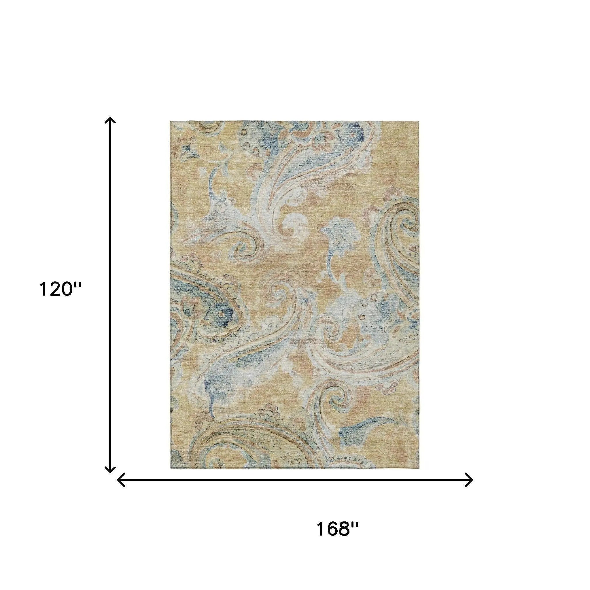 10' X 14' Coral And Orange Paisley Washable Indoor Outdoor Area Rug Homeroots Outdoor