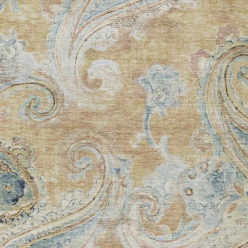 10' X 14' Coral And Orange Paisley Washable Indoor Outdoor Area Rug Homeroots Outdoor