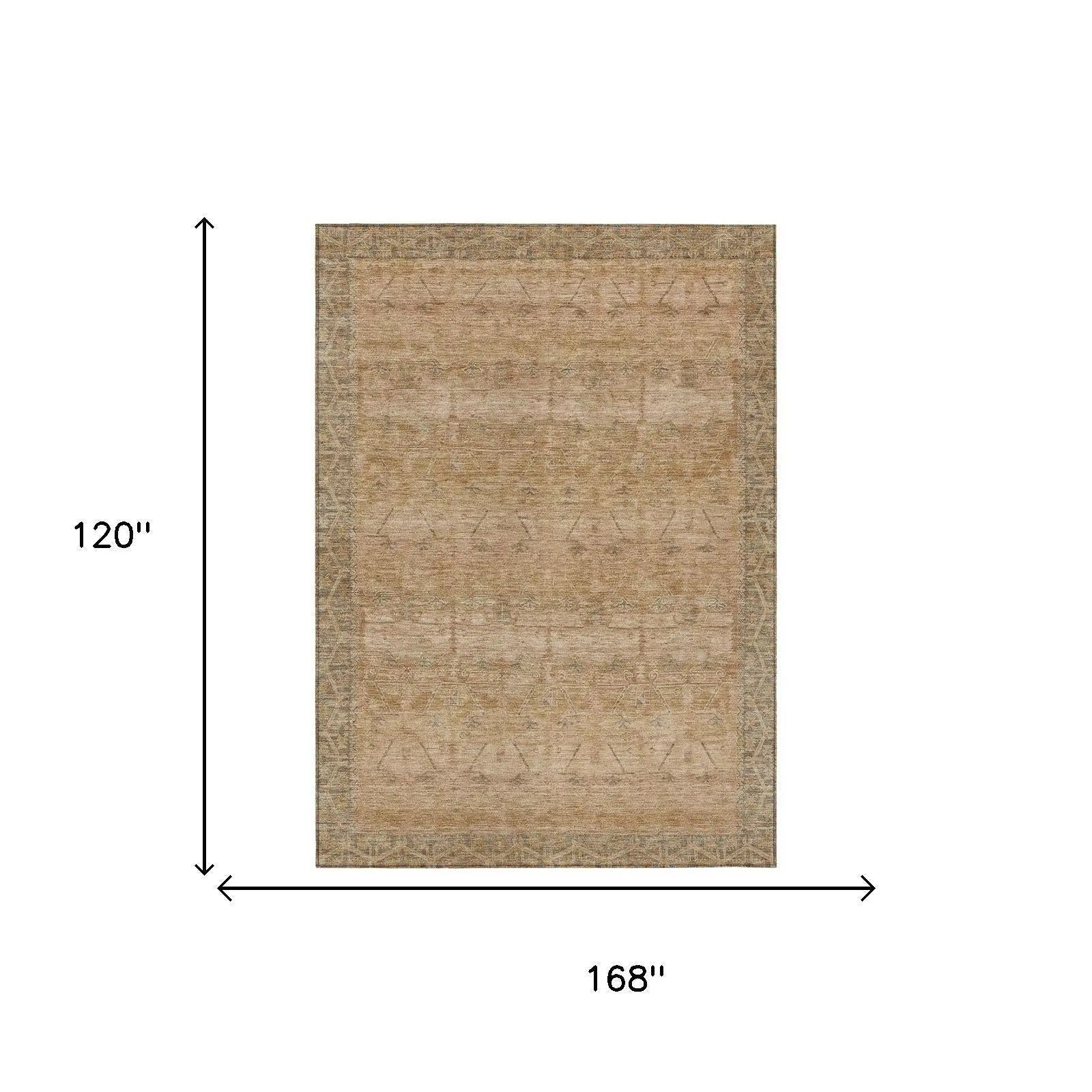 10' X 14' Coral And Orange Tribal Washable Indoor Outdoor Area Rug Homeroots Outdoor