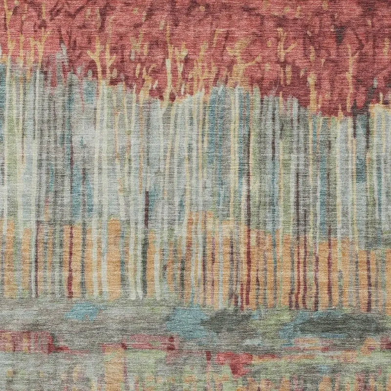 10' X 14' Coral And Sage Abstract Washable Indoor Outdoor Area Rug Homeroots Outdoor