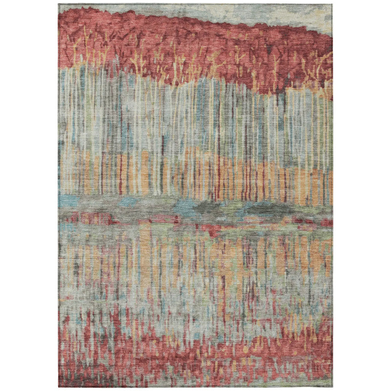 10' X 14' Coral And Sage Abstract Washable Indoor Outdoor Area Rug Homeroots Outdoor