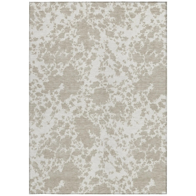10' X 14' Cream And Ivory Abstract Washable Indoor Outdoor Area Rug Homeroots Outdoor